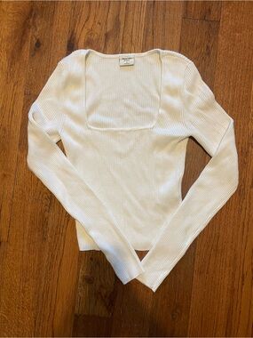 NWOT Abercrombie & Fitch Cream Ribbed Square-Neck Top